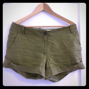 Olive Green Linen Jcrew city shorts size 8